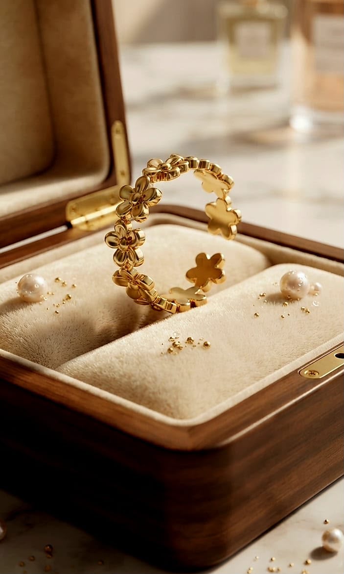 Jardin gold bracelet in its case